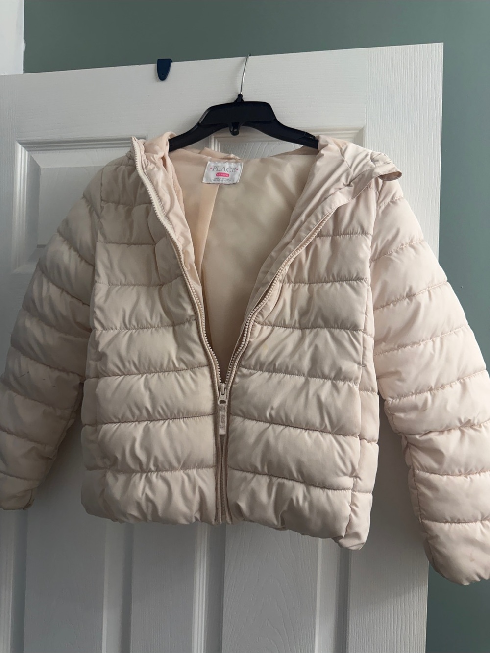 The Children's Place Pale Cream Quilted Puffer Jacket with Hood